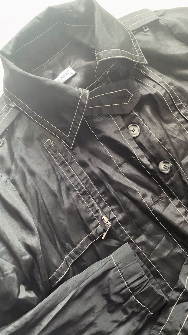 Kemerli Siyah Kadın kısa trençkot - Görsel 3