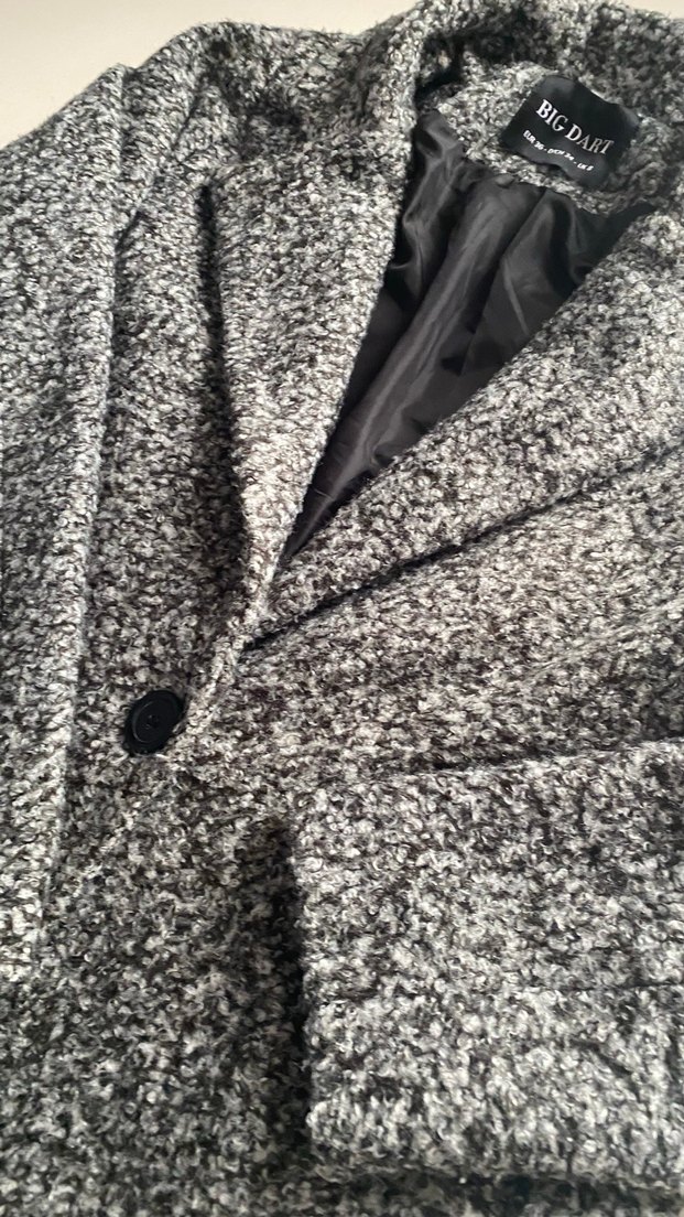 Gri Kadın Yün Midi Kaban - Görsel 2