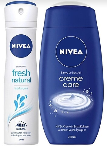 Nivea Nivea Fresh Natural Kadın Deodorant Sprey 150 ml + Creme Çare Du