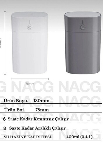 oda ve araç nemlendirici koku hediyeli 400 ml Ulrasonik Hava - O - Görsel 4