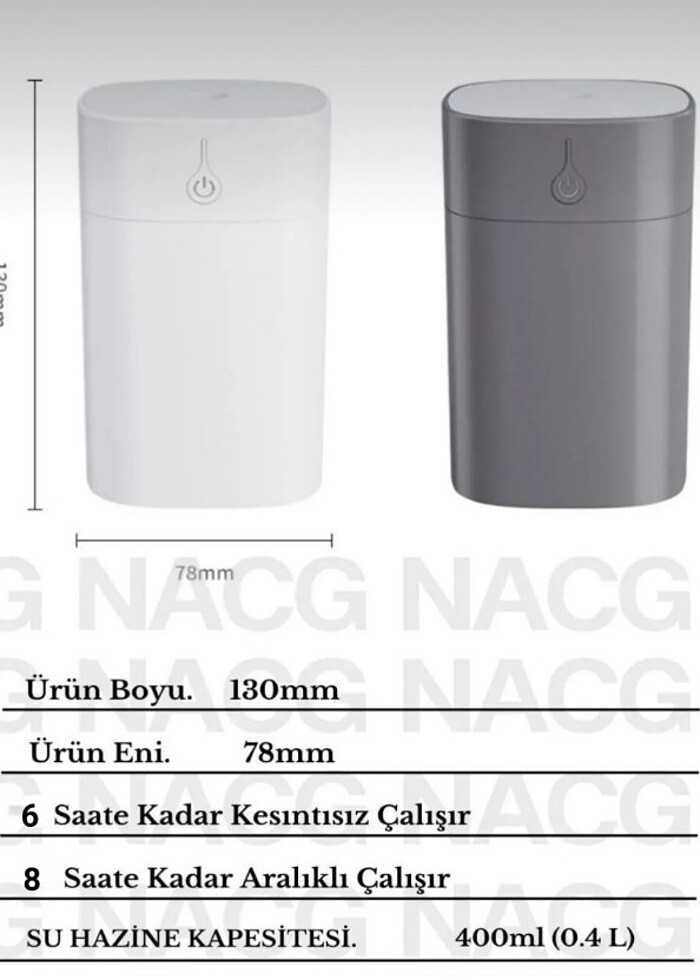 oda ve araç nemlendirici koku hediyeli 400 ml Ulrasonik Hava - O - Görsel 4