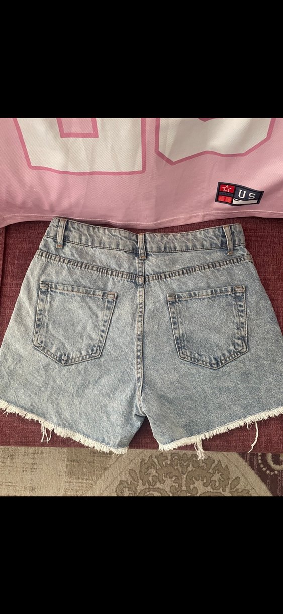 Bebek Mavisi Kot Şort - Görsel 2