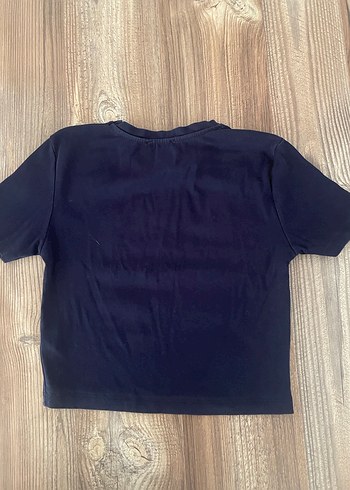 Diğer Lacivert Kadın Kısa Kollu Crop