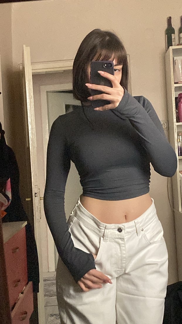 fume uzun kollu parmak geçirmeli body - Görsel 4