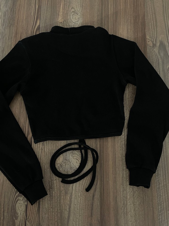 Siyah Uzun Kollu Crop - Görsel 2