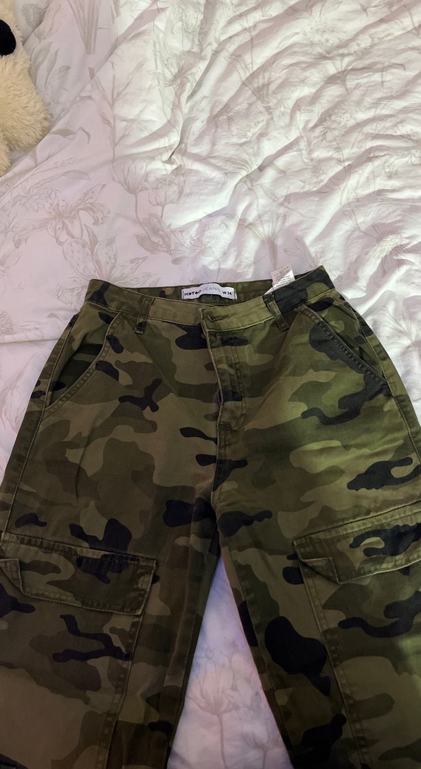 Kadın Kamuflaj Bol Kesim Kumaş Pantolon - Görsel 3