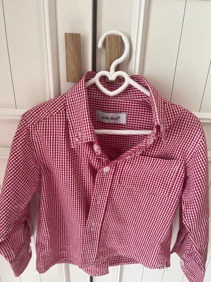 Erkek Çocuk Kırmızı Uzun Kollu Gömlek - Görsel 3