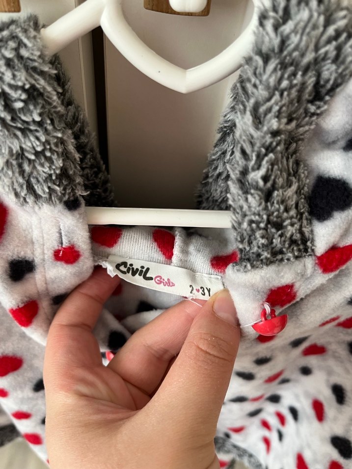 Kapüşonlu Düğmeli Kız Çocuk Panço - Görsel 2