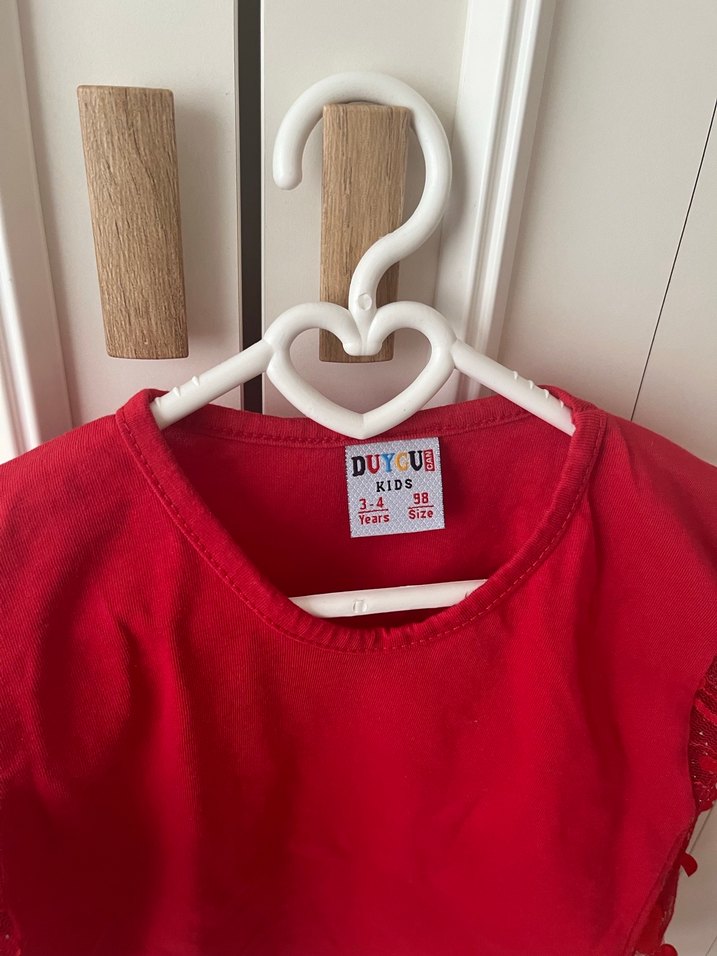 Kız Çocuk Kırmızı Dantelli Uzun Kollu Bluz - Görsel 2