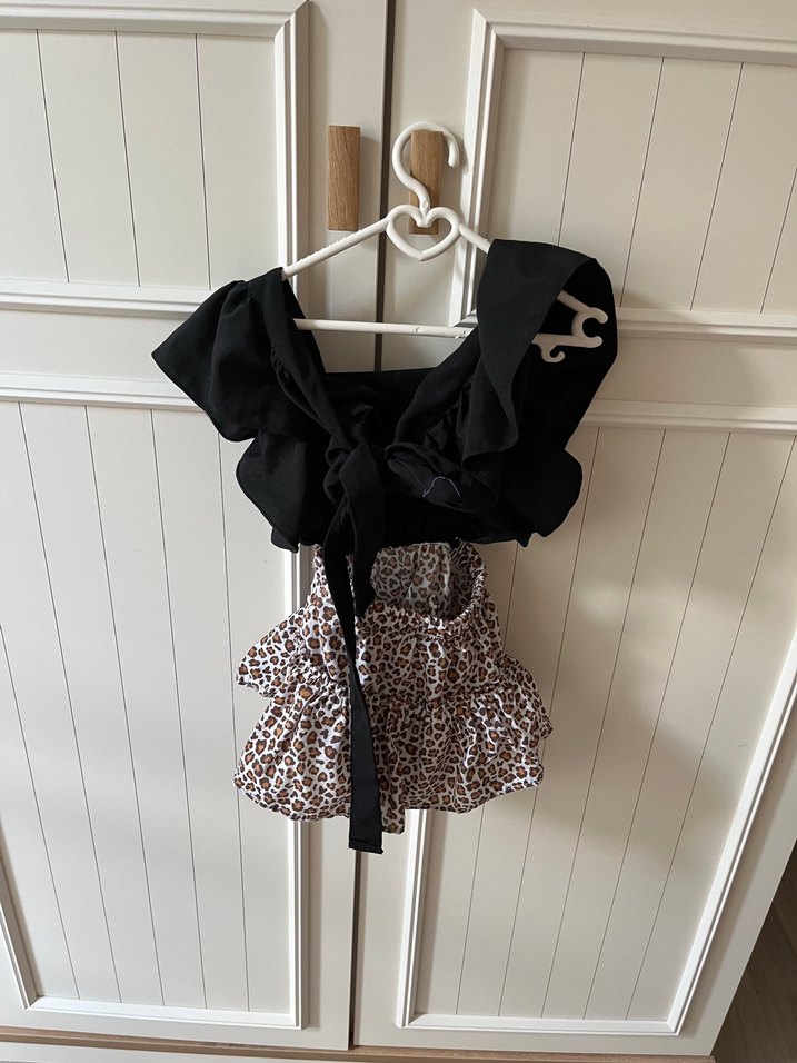 Kız Çocuk Leopar Desenli Fırfırlı elbise - Görsel 3