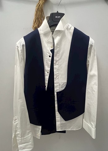 KiP Beyaz Kolsuz Gömlek ve Lacivert Yelek Takım - Görsel 2