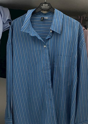 H&M h&m mavi çizgili gömlek