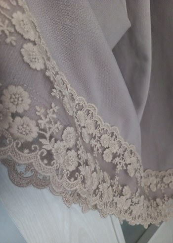 Bej Nakışlı Uzun Salaş Elbise - Görsel 5