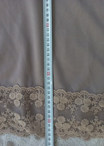 Bej Nakışlı Uzun Salaş Elbise - Görsel 7