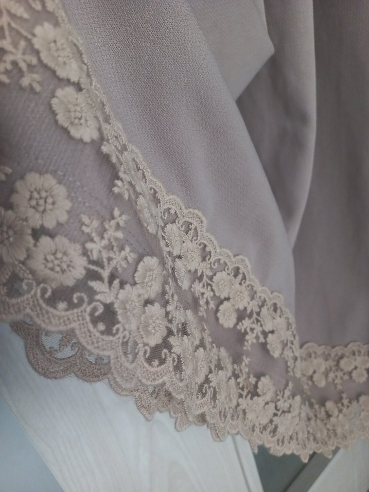 Bej Nakışlı Uzun Salaş Elbise - Görsel 5