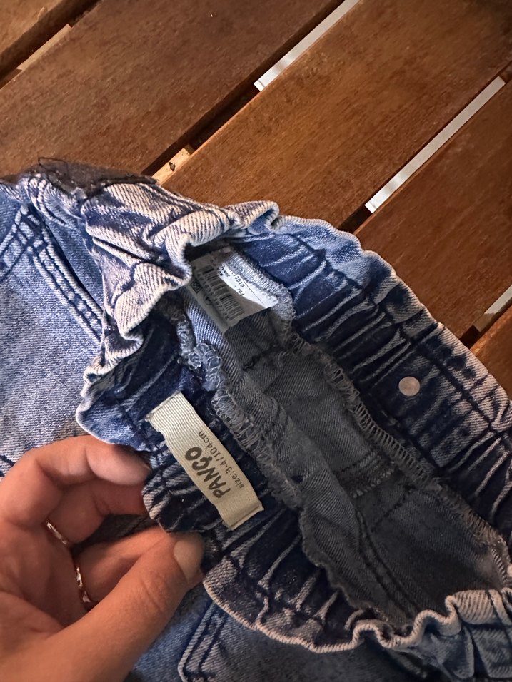 Nakışlı Bel Bantlı Kız Kot Etek panço - Görsel 3