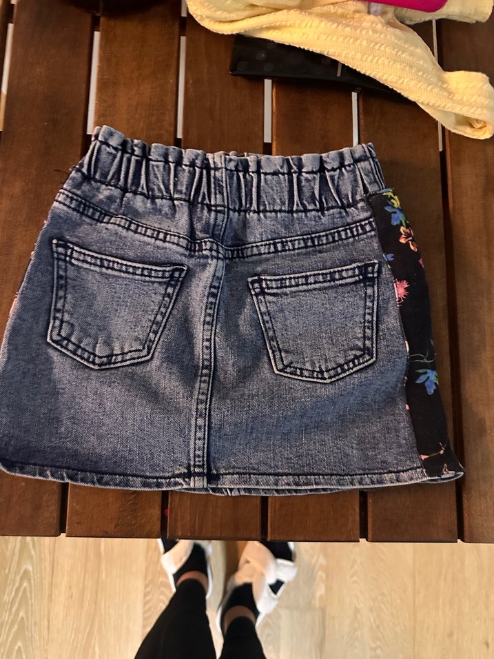 Nakışlı Bel Bantlı Kız Kot Etek panço - Görsel 2