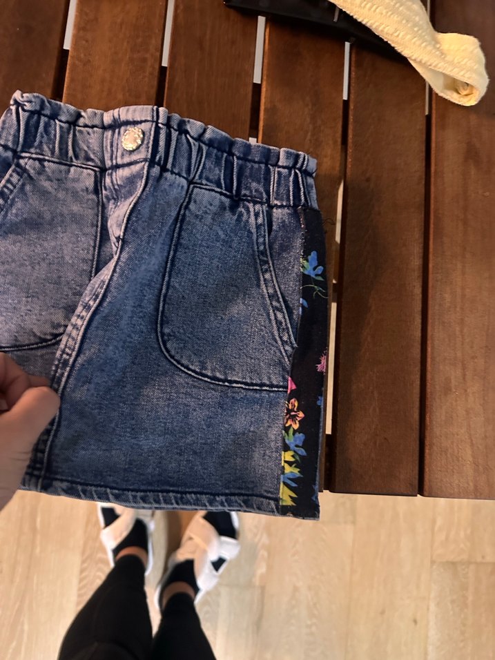 Nakışlı Bel Bantlı Kız Kot Etek panço - Görsel 4