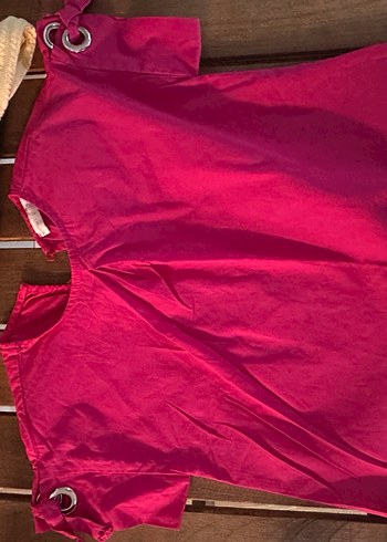 Kız Çocuk V Yaka Pembe Bohem Bluz koton - Görsel 2