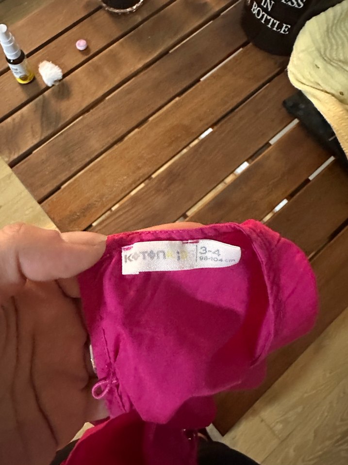 Kız Çocuk V Yaka Pembe Bohem Bluz koton - Görsel 3