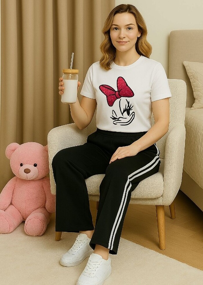Sevimli Fiyonklu Ev Giyim Takımı - Görsel 2