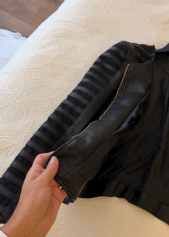 İtalyan Roberto Della Croce Marka Siyah Deri Kadın Ceketi - Görsel 5