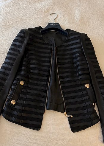 İtalyan Roberto Della Croce Marka Siyah Deri Kadın Ceketi - Görsel 4