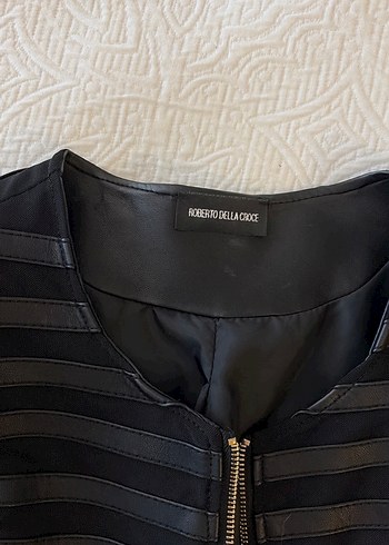 İtalyan Roberto Della Croce Marka Siyah Deri Kadın Ceketi - Görsel 6