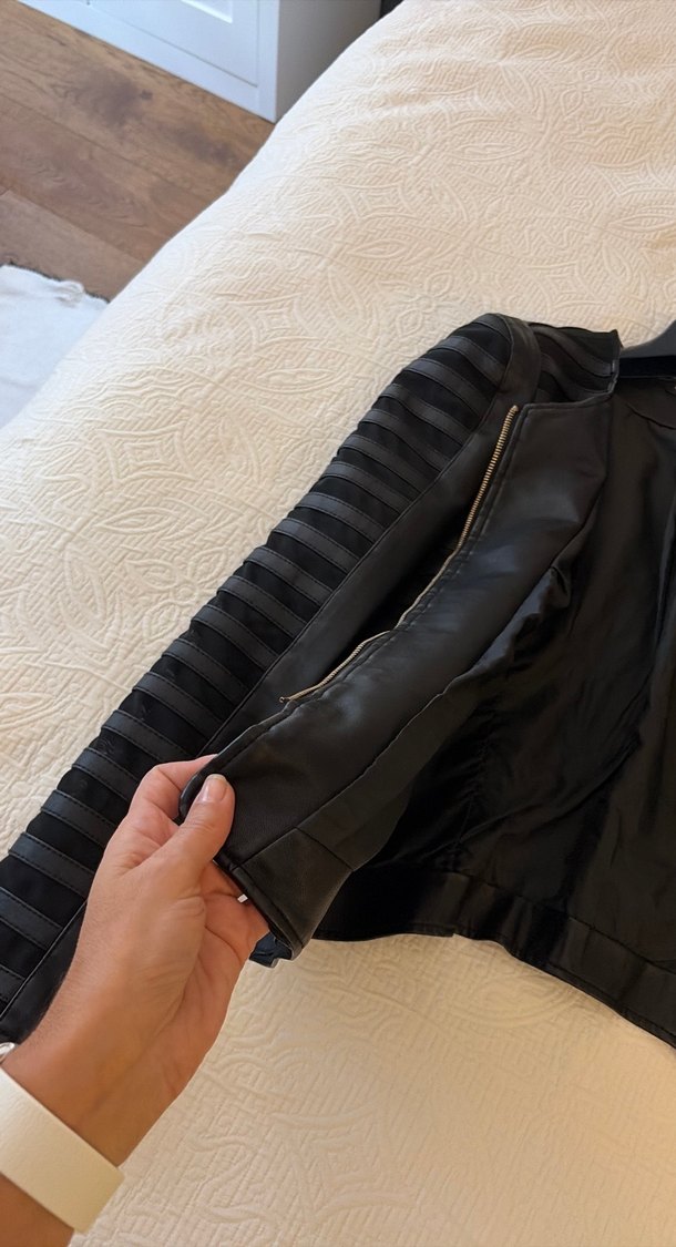 İtalyan Roberto Della Croce Marka Siyah Deri Kadın Ceketi - Görsel 5