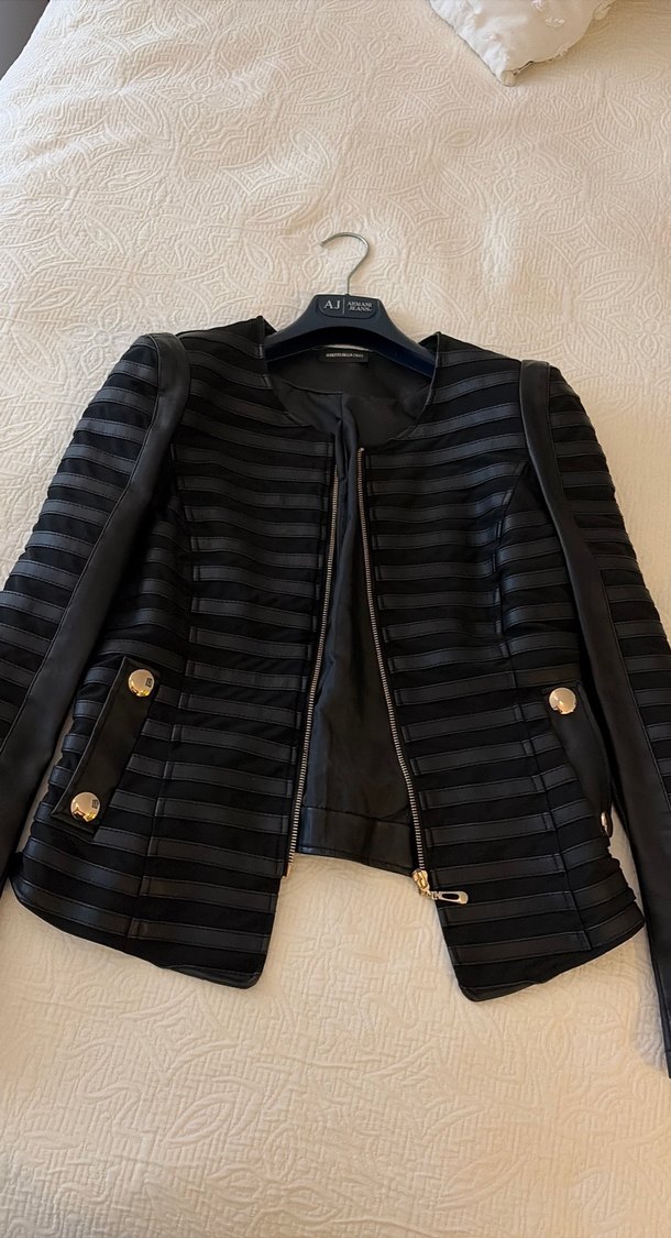 İtalyan Roberto Della Croce Marka Siyah Deri Kadın Ceketi - Görsel 4