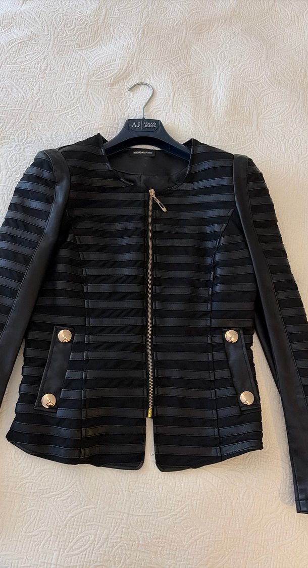 İtalyan Roberto Della Croce Marka Siyah Deri Kadın Ceketi - Görsel 3