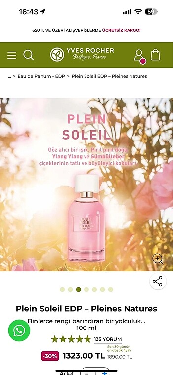 Yves Rocher Plein Solein Parfüm 100 ml