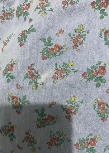 38 Beden Mavi Çiçekli Denim Midi Elbise