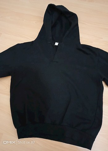 Kadın Siyah Kapüşonlu Sweatshirt - Görsel 2