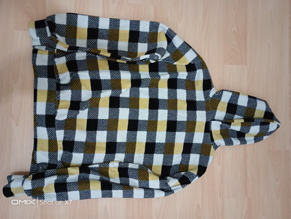 Sarı Siyah Kareli Kapüşonlu Erkek Sweatshirt - Görsel 2