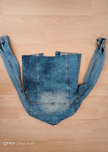 Düğmeli Mavi Kadın Denim Ceket - Görsel 2