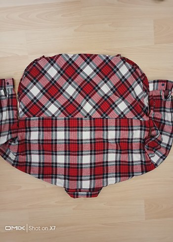 Düğmeli Kırmızı Pamuklu Kadın Gömlek - Görsel 2