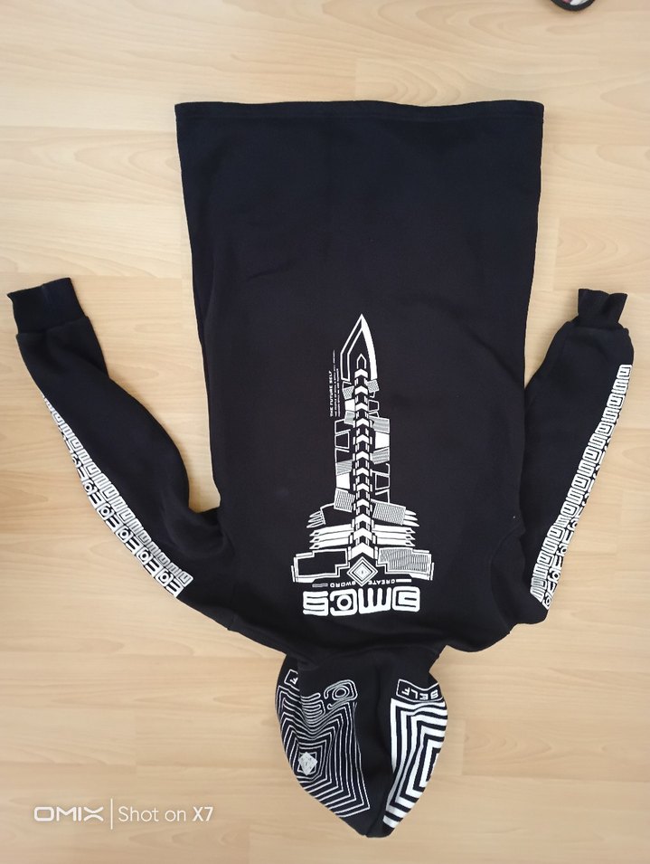 Siyah Baskılı Kadın Uzun Sweatshirt - Görsel 2