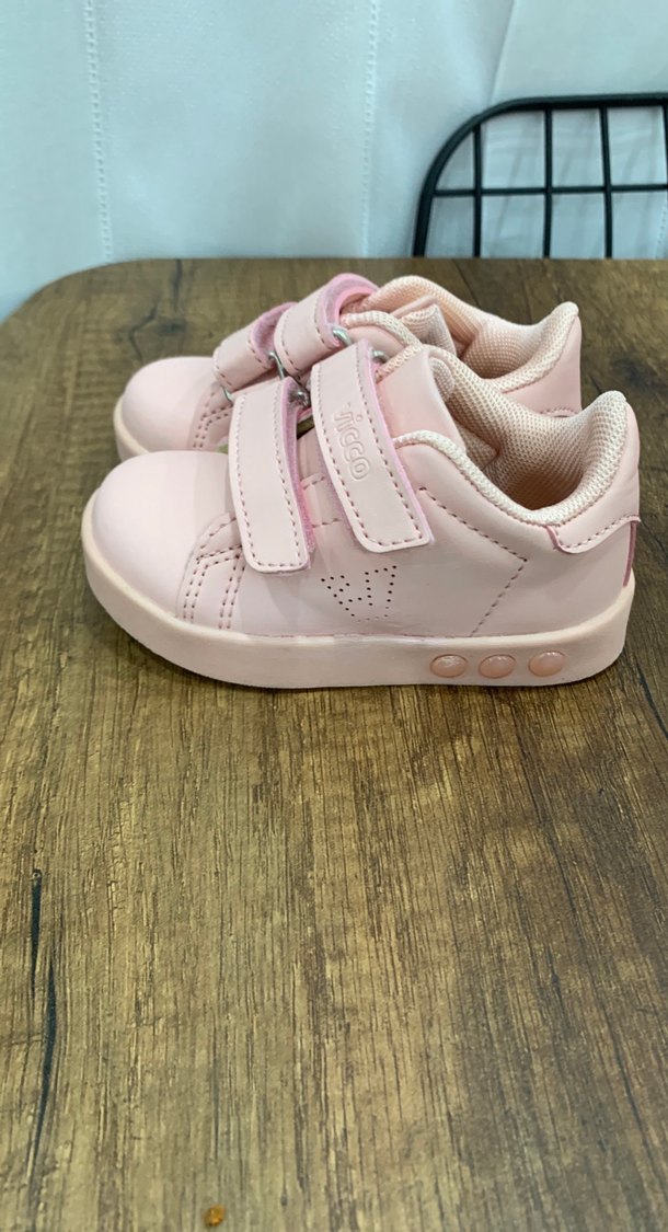 Kız Çocuk Pudra Pembe Cırtcırtlı Spor Ayakkabı - Görsel 3