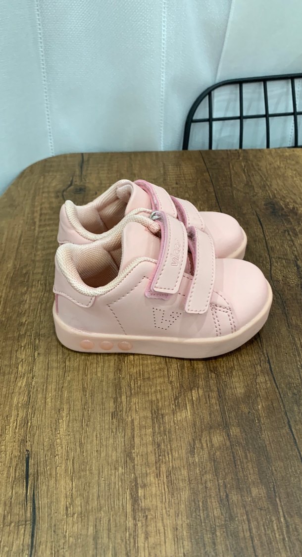 Kız Çocuk Pudra Pembe Cırtcırtlı Spor Ayakkabı - Görsel 2