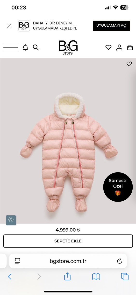 B&G store Peluş Detaylı Pembe Bebek Kız Tulumu - Görsel 4