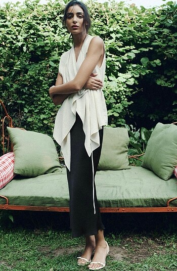 zara saten midi etek