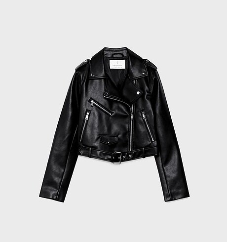 stradivarius deri biker ceket