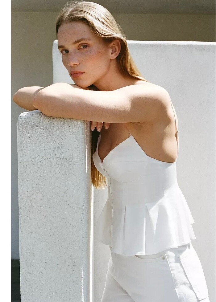 zara poplin top - Görsel 2