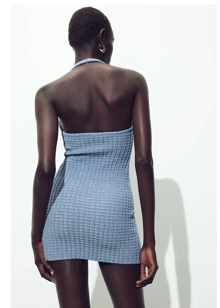 halter yaka elastik elbise - Görsel 2