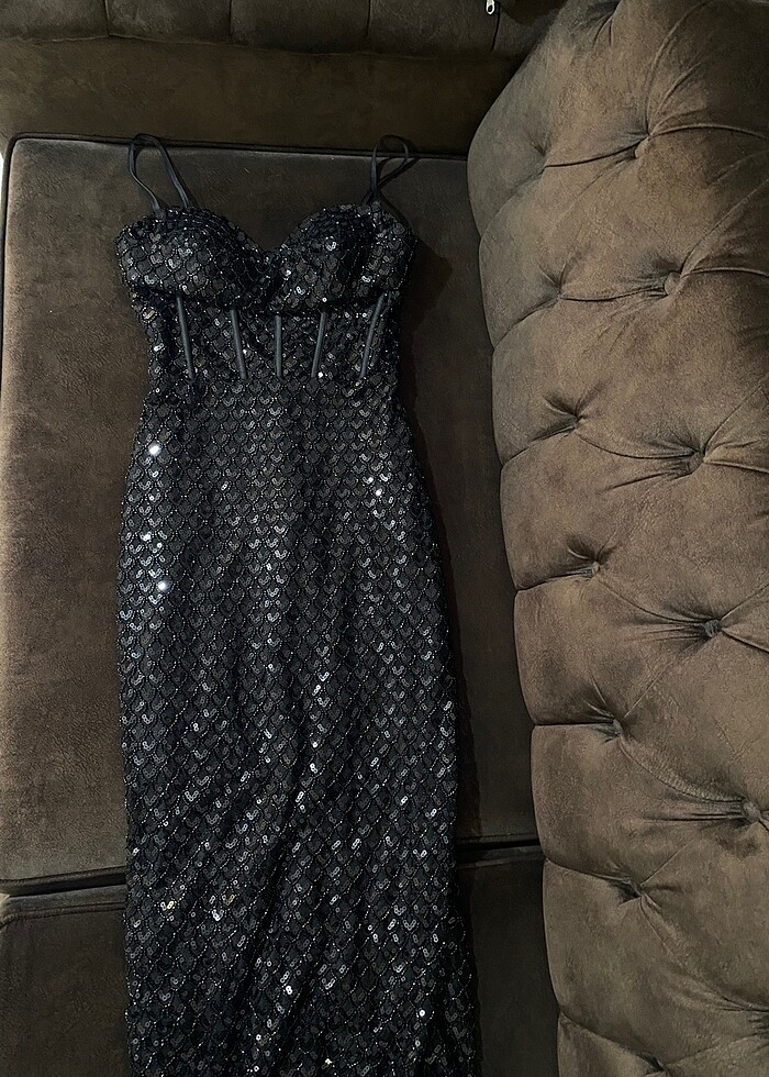 siyah payetli abiye - Görsel 2