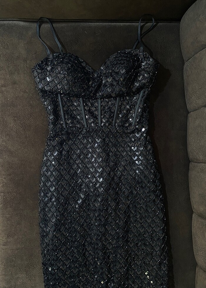 siyah payetli abiye - Görsel 3