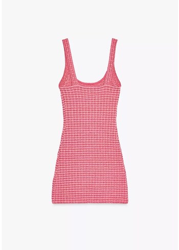 Pembe Mini Kareli Triko Elbise - Görsel 2