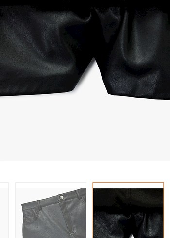 Kadın Siyah Deri Mini Şort - Görsel 3