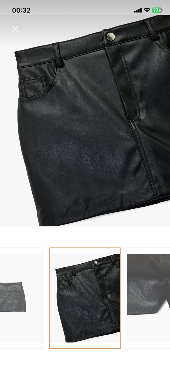 Kadın Siyah Deri Mini Şort - Görsel 2